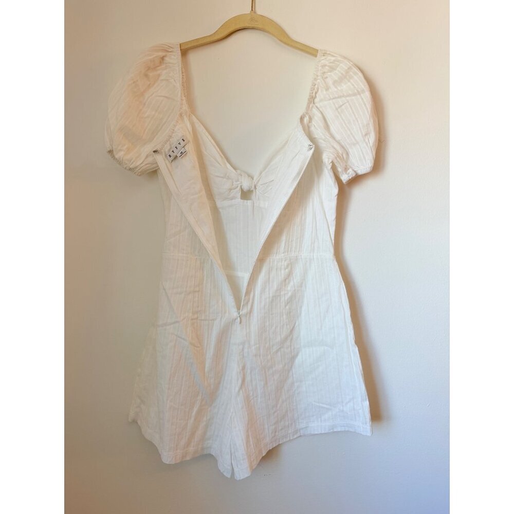 Hyfve White Puff Sleeve Cotton Tie-Front Romper Size M - Picture 5 of 6